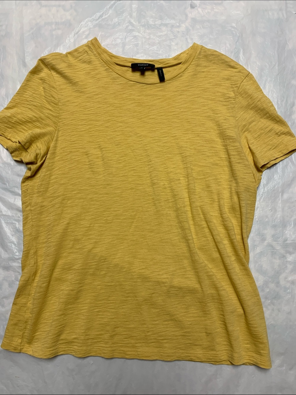 Theory Tiny Tee 2 Nebulous 100% Organic Cotton Yellow T Shirt Size Large